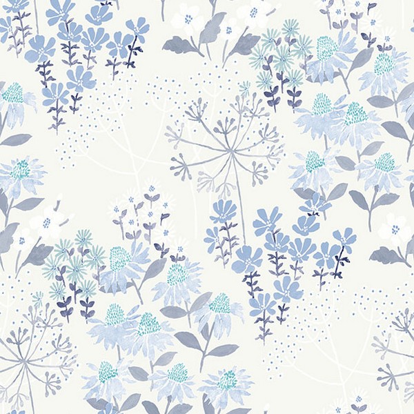 Cultivate Blue Springtime Blooms Wallpaper