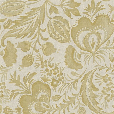 Culver Mustard Jacobean Wallpaper by Scott Living
