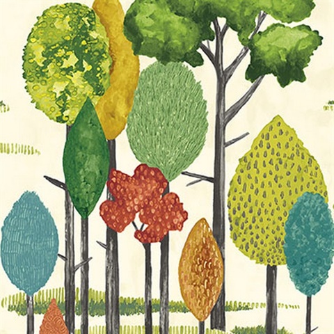 Cypress Teal Tall Trees Wallpaper