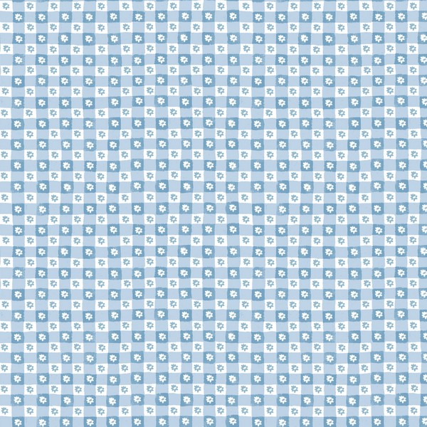 Daisy Gingham Blue Floral Check Premium Peel + Stick Wallpaper