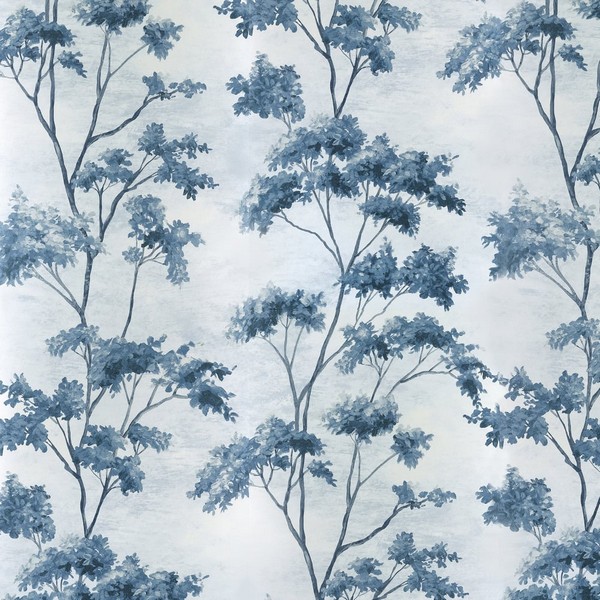 Dalton Blue and White on Pearl Wallpaper