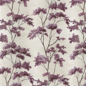 Dalton Eggplant on Pearl Wallpaper