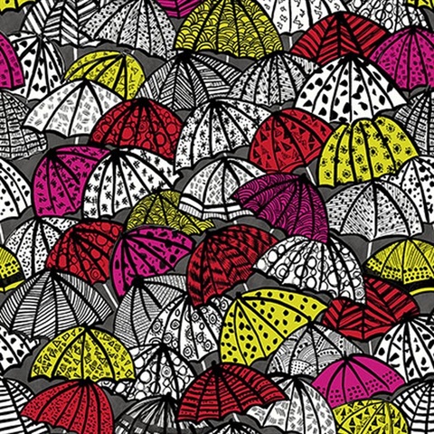 Dara Red Jolly Brollies Wallpaper