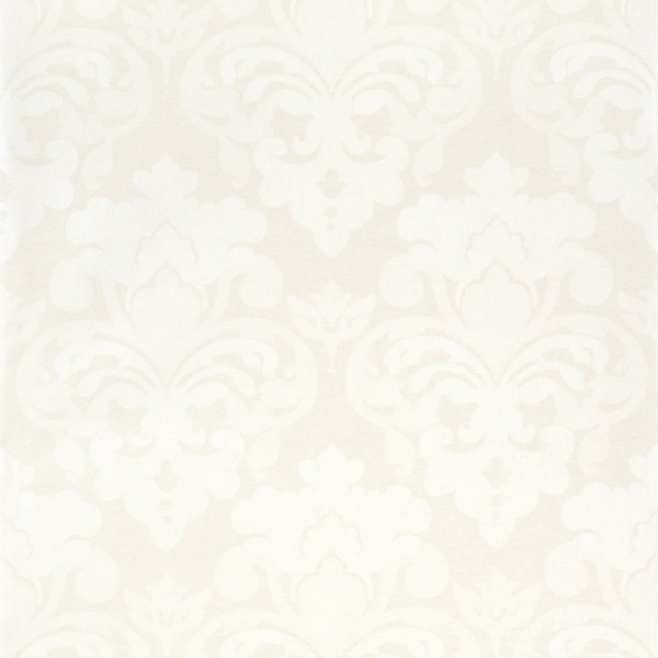 Darcey Damask Pearl on Off White Wallpaper