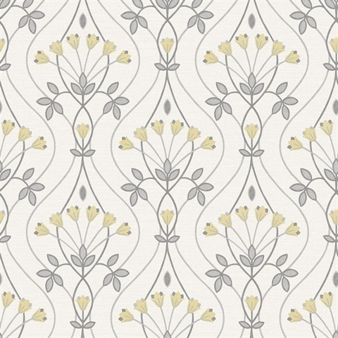 Dard Grey Tulip Ogee Wallpaper