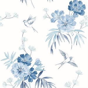 Deja Blue Floral Wallpaper