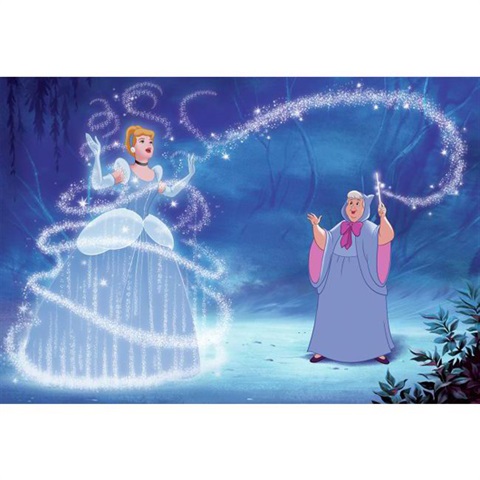 Disney Princess Cinderella Magic Xl Chair Rail Prepasted Mural 6' X 10
