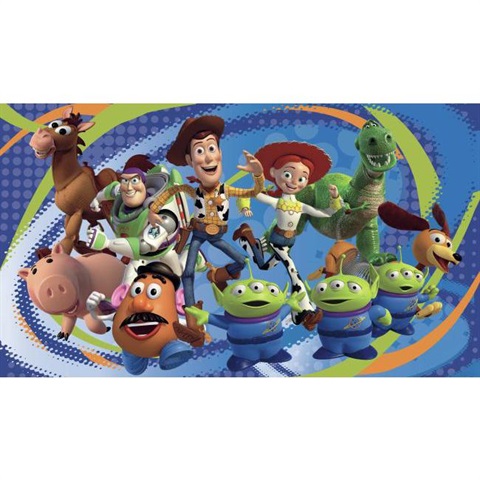 Toy Story 3 Chair Rail Prepasted Mural 6' X 10.5' - Ultra-Strippable