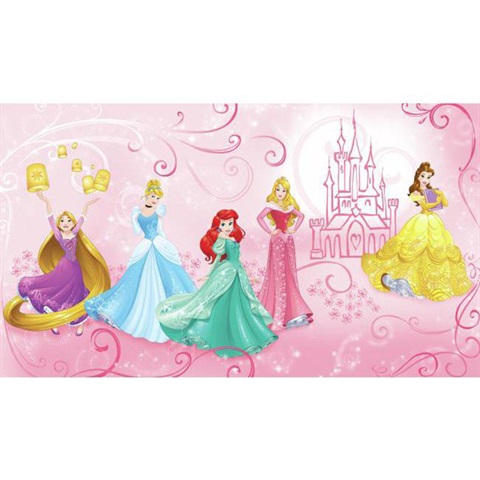 Disney Princess Enchanted Xl Chair Rail Prepasted Mural 6' X 10.5' - U