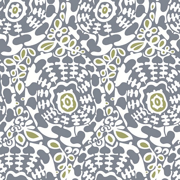 Divine Slate Abstract Medallion Wallpaper