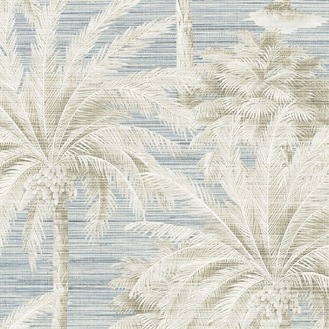 Dream Of Palm Trees Blue Texture Wallpaper
