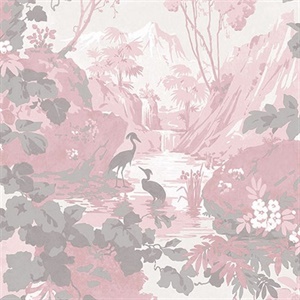 Eden Pink Crane Lagoon Wallpaper