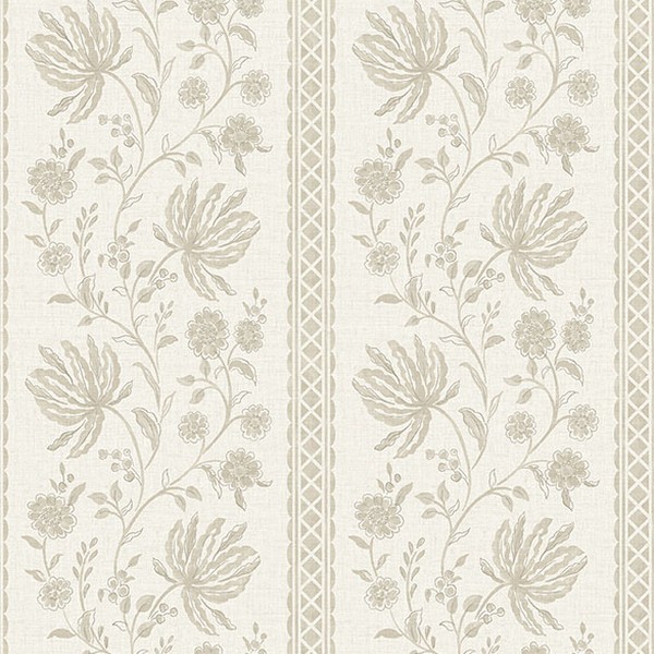 Edgemoor Taupe Jacobean Stripe Wallpaper