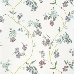 Edo Bloom Lavender on Pearl Wallpaper