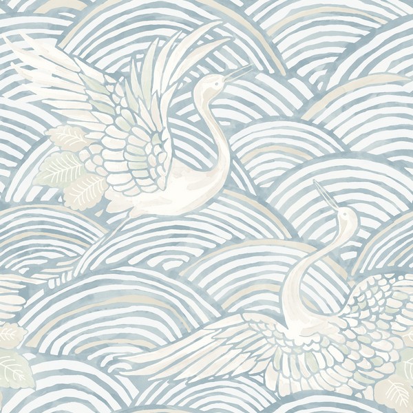 Egret Sky Blue Tidal Dance Wallpaper