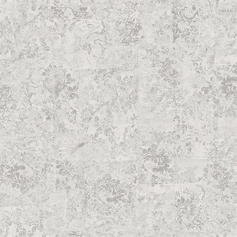 Eisen Silver Abstract Botanical Wallpaper