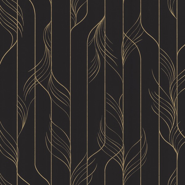 Elemental Thread Black & Gold Wallpaper