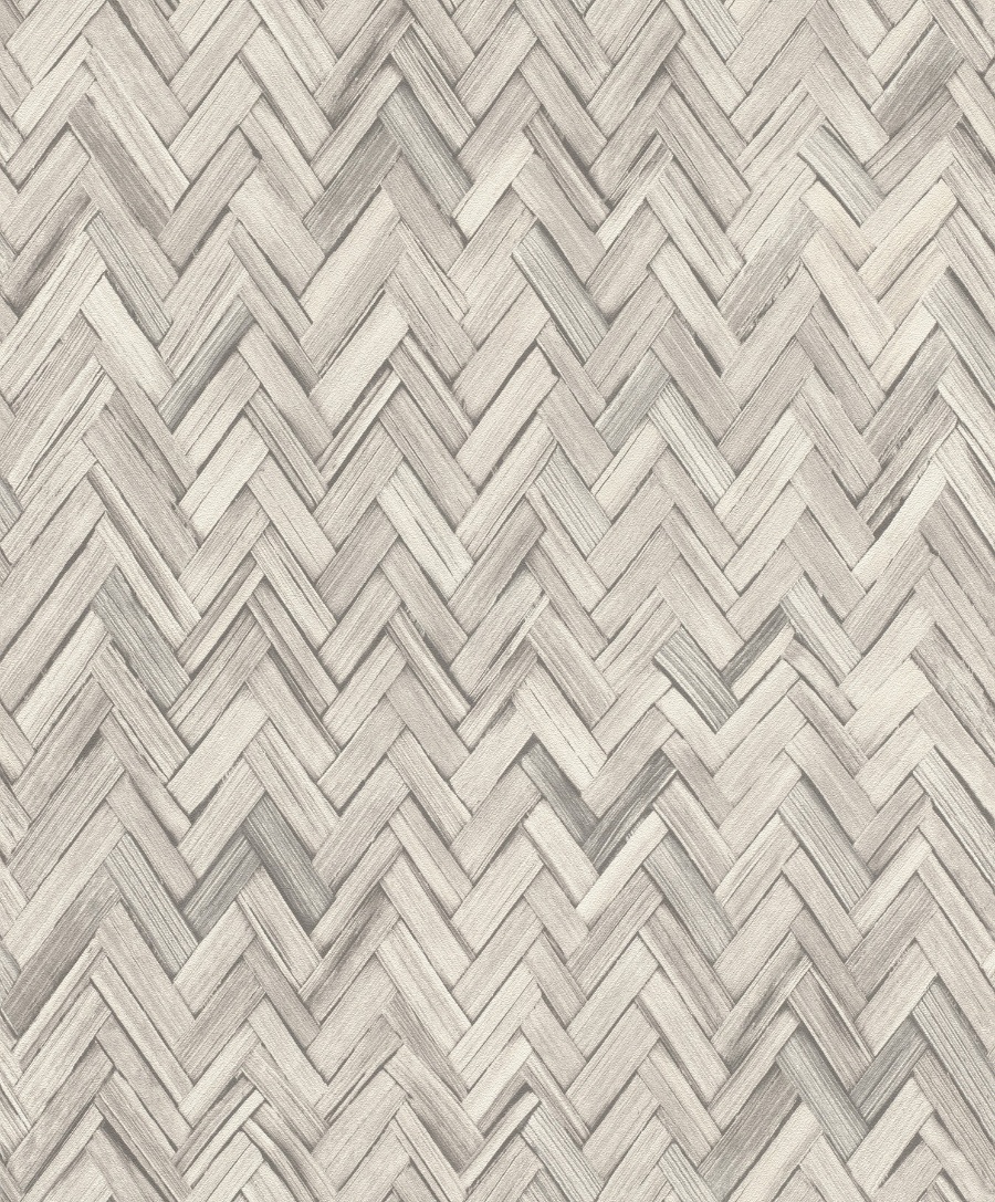 Ellery Light Grey Herringbone Wallpaper