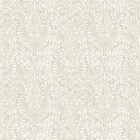 Elma Taupe Fiddlehead Wallpaper