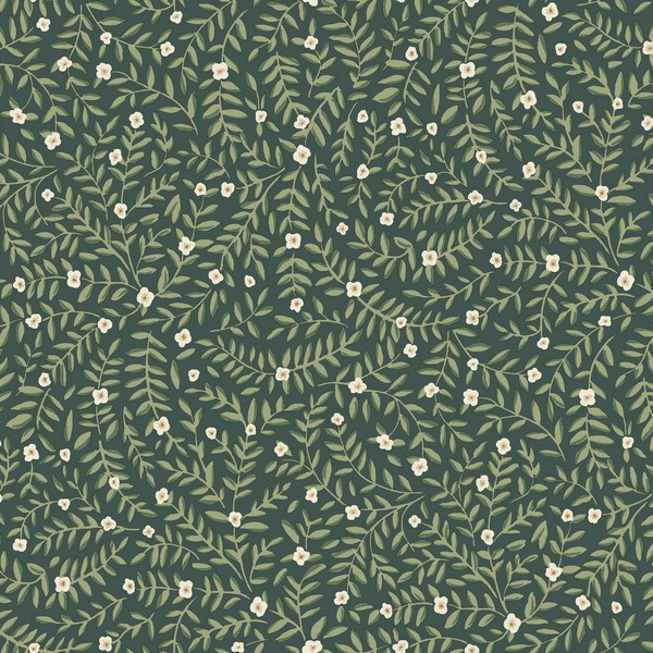 Elodie Evergreen Petite Floral Premium Peel + Stick Wallpaper