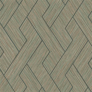 Ember Copper Geometric Basketweave Wallpaper