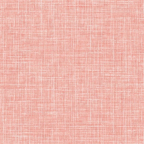 Emerson Coral Faux Linen Wallpaper