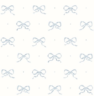 Emma Blue Heather Large Bow Wallpaper