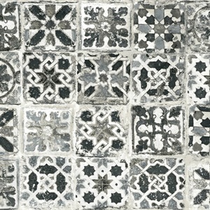 Black Encaustic Tile Peel & Stick Wallpaper