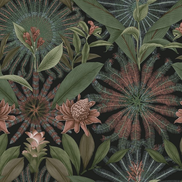 Enchanted Garden Green Tropical Wallpaper