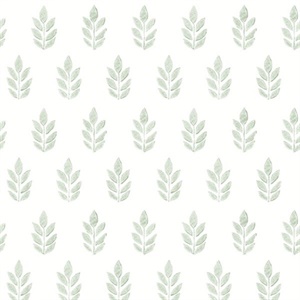 Ervic Green Leaf Block Print Wallpaper