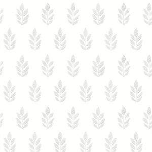 Ervic Light Grey Leaf Block Print Wallpaper