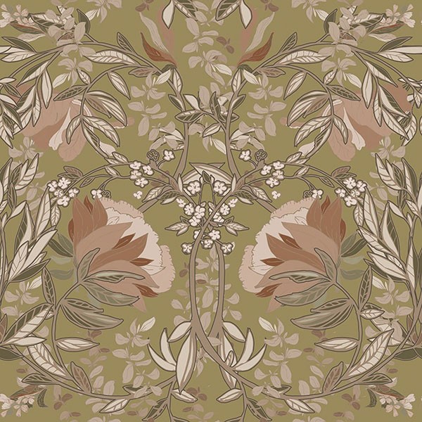 Ester Gold Nouveau Blooms Wallpaper