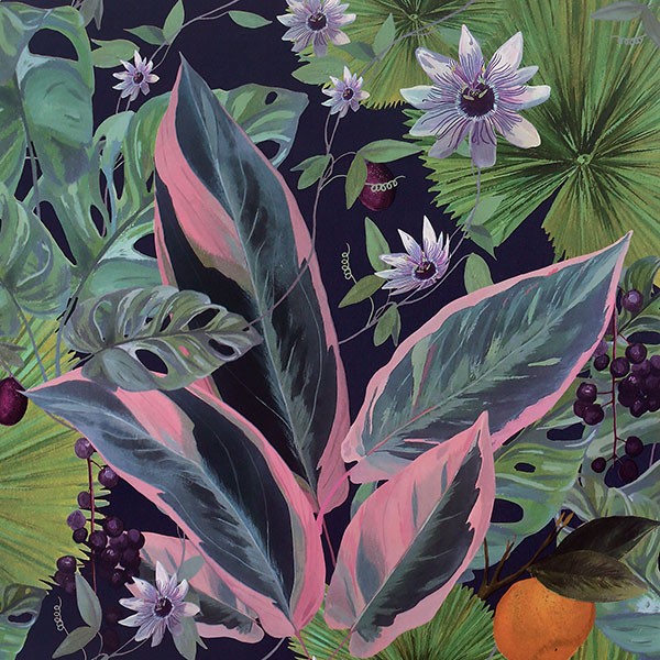 Etta Navy Tropical Wallpaper