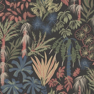 Everglades Black Botanical Wallpaper