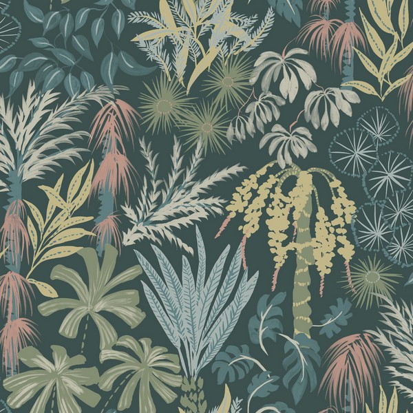 Everglades Dark Green Botanical Wallpaper