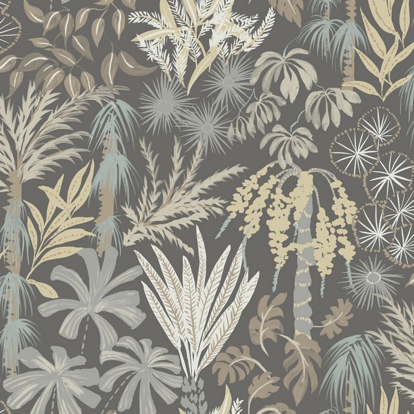 Everglades Grey Botanical Wallpaper