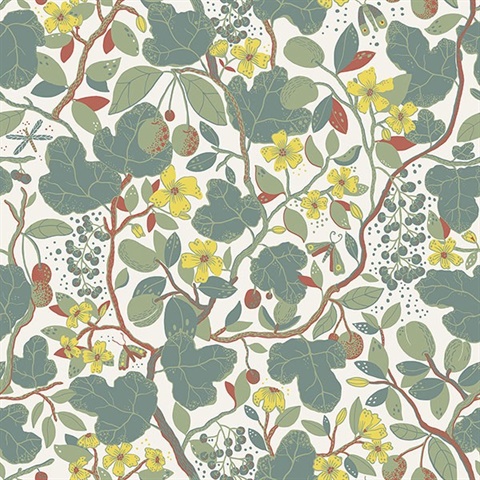 Pattern 2932-65123 Ewald Turquoise Garden Vines Wallpaper