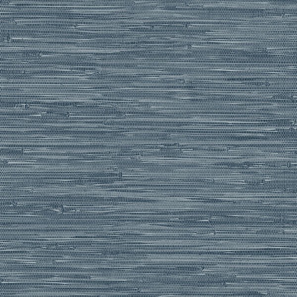 Exhale Indigo Woven Faux Grasscloth Wallpaper