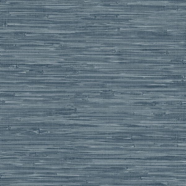Exhale Indigo Woven Faux Grasscloth Wallpaper