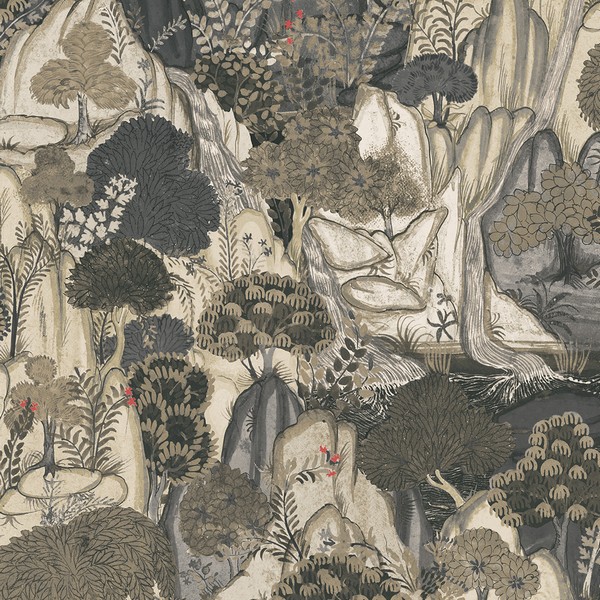 Falling Waters Neutral Scenic Wallpaper