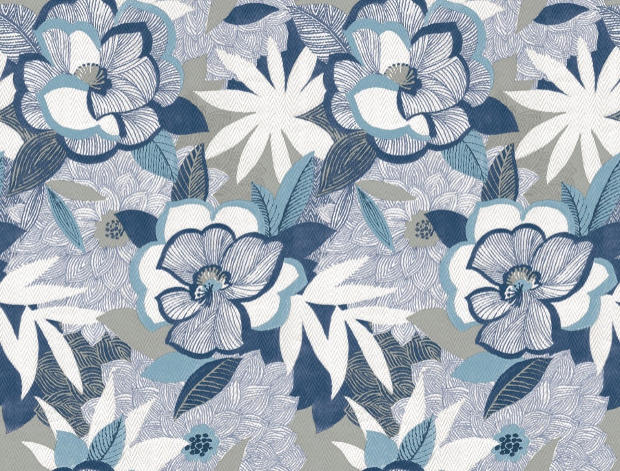 Fantasium Blue Floral Peel & Stick Wallpaper