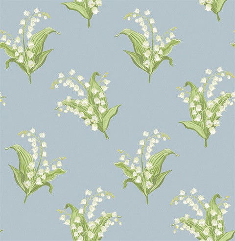 Farmington Blue Heather Lily of the Valley Wallpaper