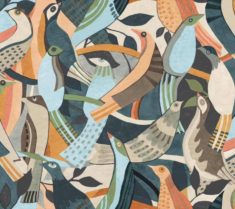 Fauvist Flock Coral Abstract Peel & Stick Wallpaper