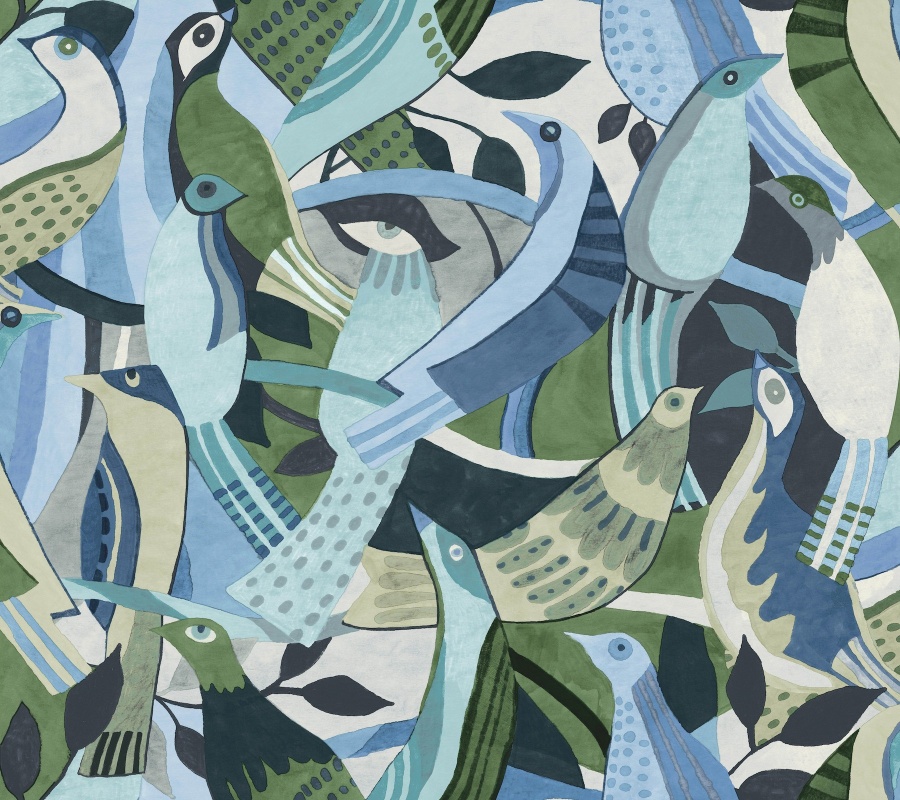 Fauvist Flock Green Abstract Peel & Stick Wallpaper