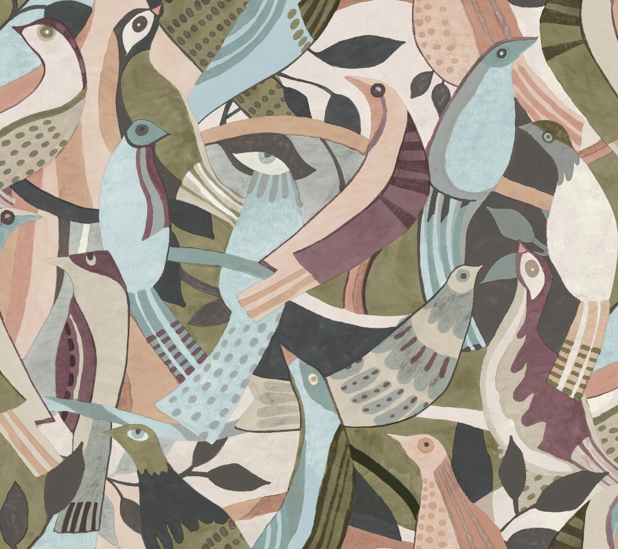 Fauvist Flock Plum Abstract Peel & Stick Wallpaper