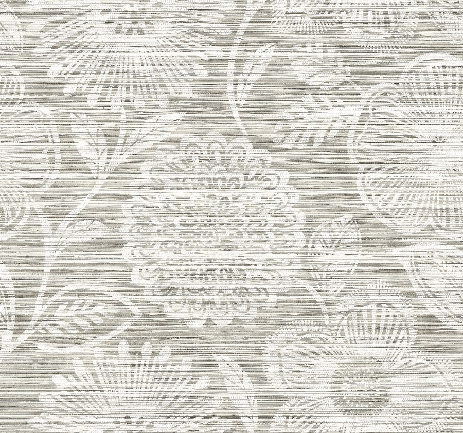 Faux Grass Floral Harbor Grey Peel & Stick Wallpaper