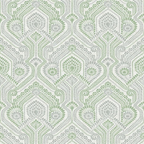 Fernback Green Ornate Botanical Wallpaper