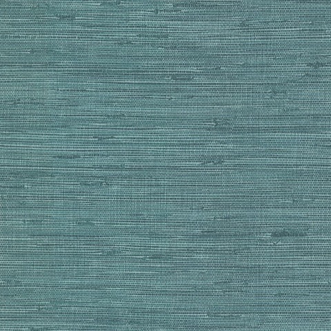 Fiber Teal Faux Grasscloth Wallpaper