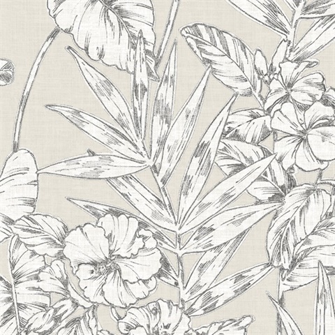 Fiji Beige Floral Wallpaper