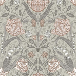 Filippa Grey Tulip Wallpaper